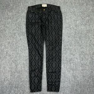 Current Elliot Jeans Womens Sz 27 Black Denim  Ankle Skinny Jacquard Coated